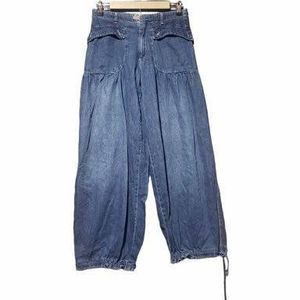 We the Free Lotus High Waist Tie Hem Barrel Leg Jeans Size 28